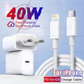 PD 40W Fast Charger For iPhone 14 13 12 11 15 16 Pro Max Phone Charger For iPhone 15 16 Plus USB C Cable Fast Charging Data Line