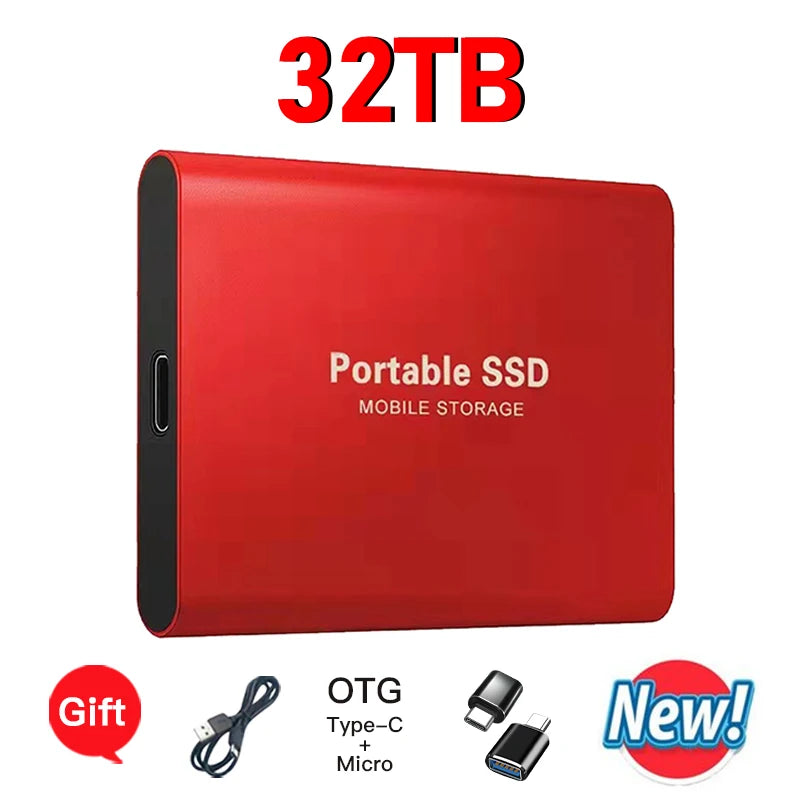 16TB External Solid State Drive Portable SSD USB 3.1 Type-C High-Speed Data Transfer Secure Storage for Important Files