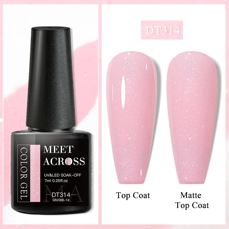 MEET ACROSS 7ml Purple Nail Gel Polish Semi Permanent Nail Art For Nails Decoration