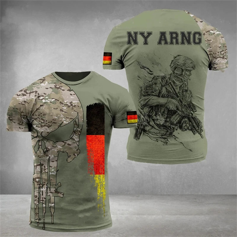Germany National Flag Harajuku Graphic Men's T-shirts Summer Quick Dry Material Tops Fashion O-neck Oversized Short-sleeved Tees