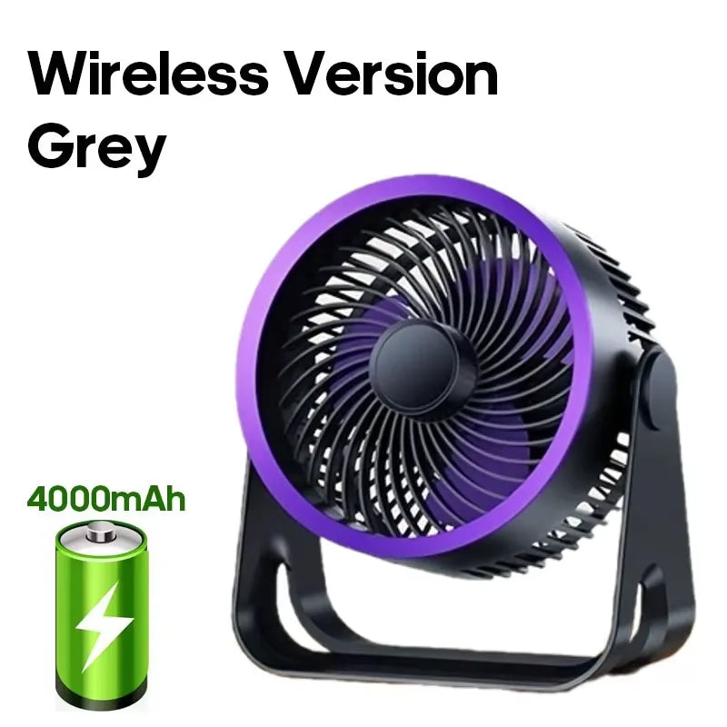 4000mAh Electric Fan Portable Cordless Air Circulator Desktop Wall Mount Ceiling Fan Air Cooler Home Silent Ventilation Fan