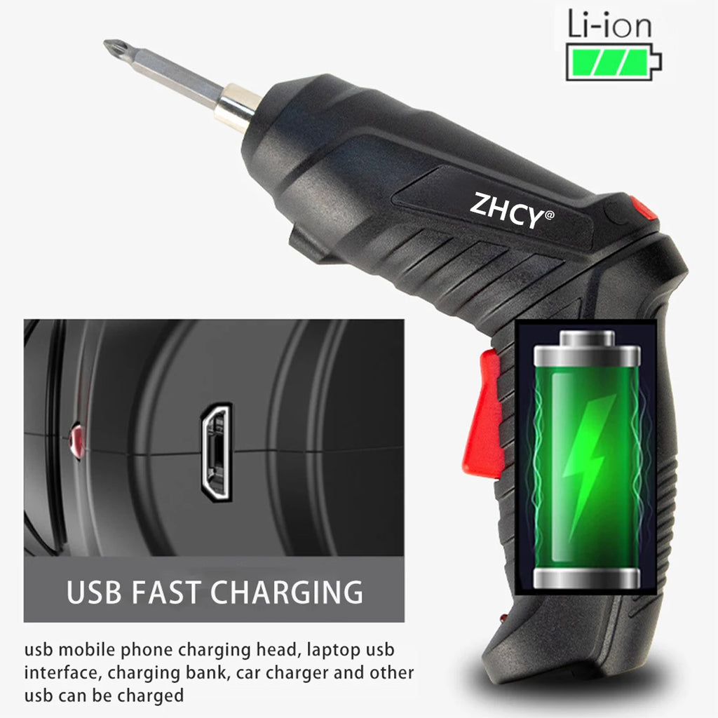 47Pcs 4.2V Rechargeable Cordless Electric Screwdriver Mini Drill Set With Lithium Battery For Household Maintenance Power Tools