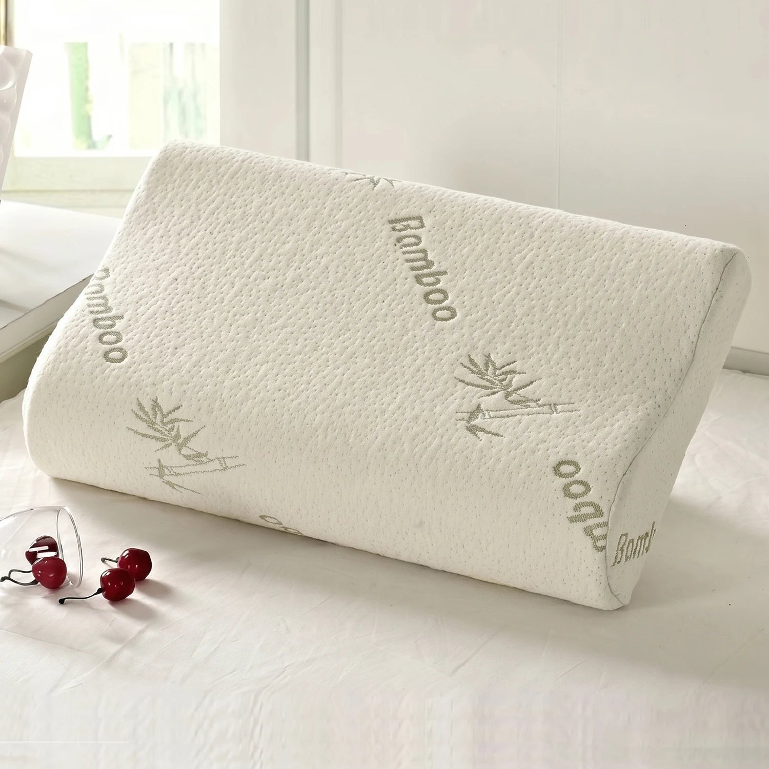 Bed Pillow Rayon Derived from Bamboo Memory Foam Pillow, Sleep Pillow Contoured Orthopedic Pillow Soft Neck Support Breath Pillo