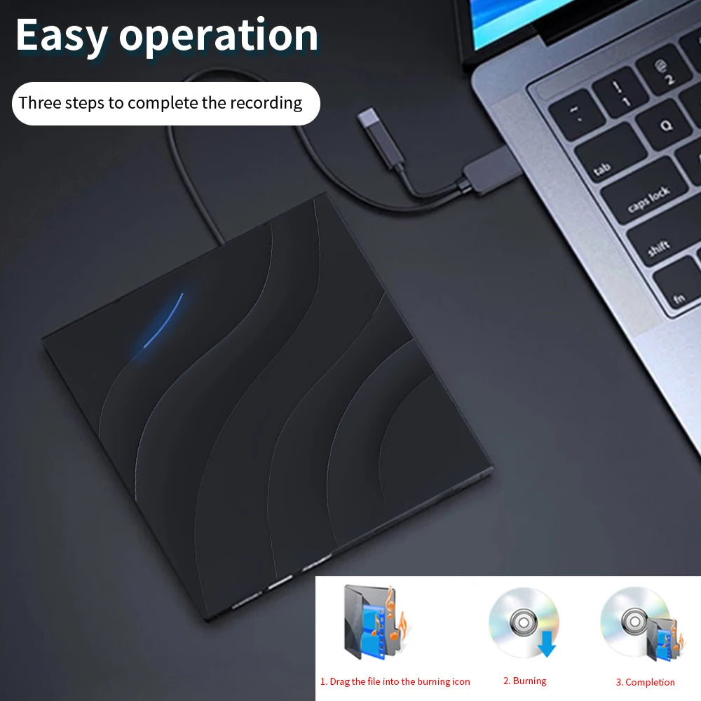 TISHRIC USB 3.0 Type-C External CD DVD Drive CD DVD Burner Reader