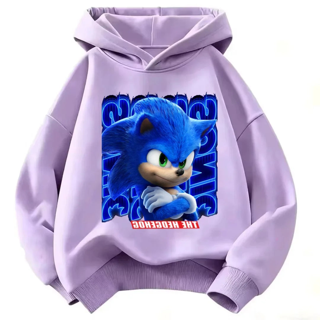 2026 Kids Thick Hoodie with Cute Sonic Anime Pattern