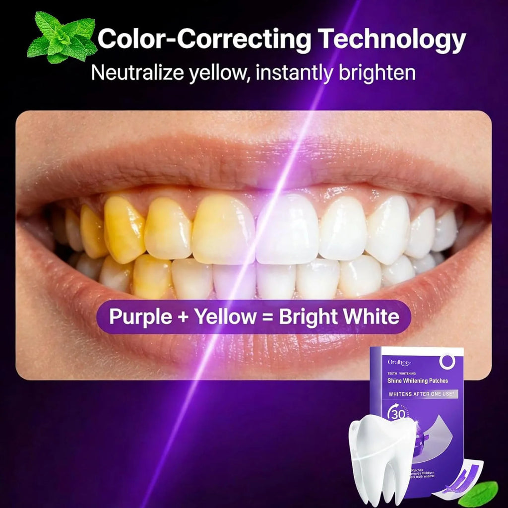 Purple Teeth Whitening Combo Kit – Stain Removing Strips & Colour-Correcting Serum 30-Min Fast Brightening