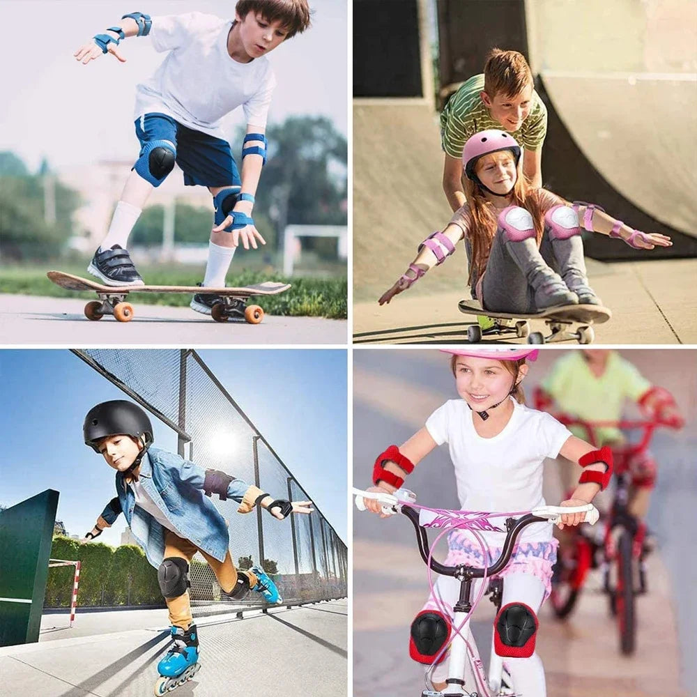7Pcs/Set Roller Skating Kids Boy Girl Safety Helmet Knee Elbow Pad Sets Cycling Skate Bicycle Scooter Protection Safety Guard