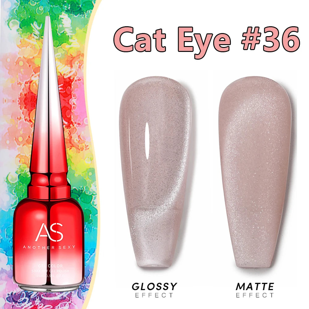 AS 15ml Cat Magnetic Gel Nail Polish Cat Eye Glitter