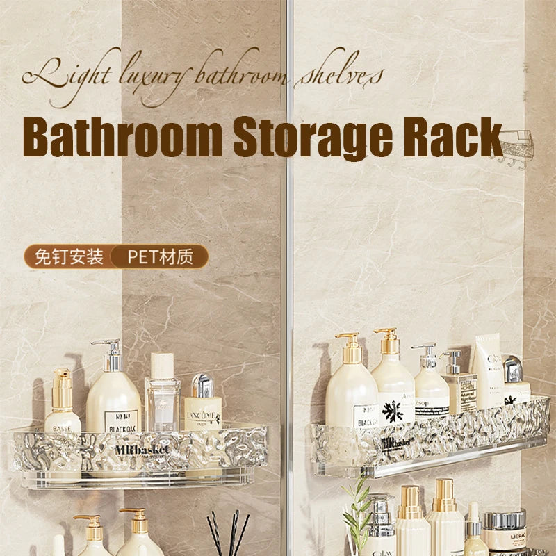 Washstand Cosmetics Storage Rack Acryli Shower Storage Rack Bathroom Shelf No Drill Organizer Wall Mounted Toilet Shampoo Holder
