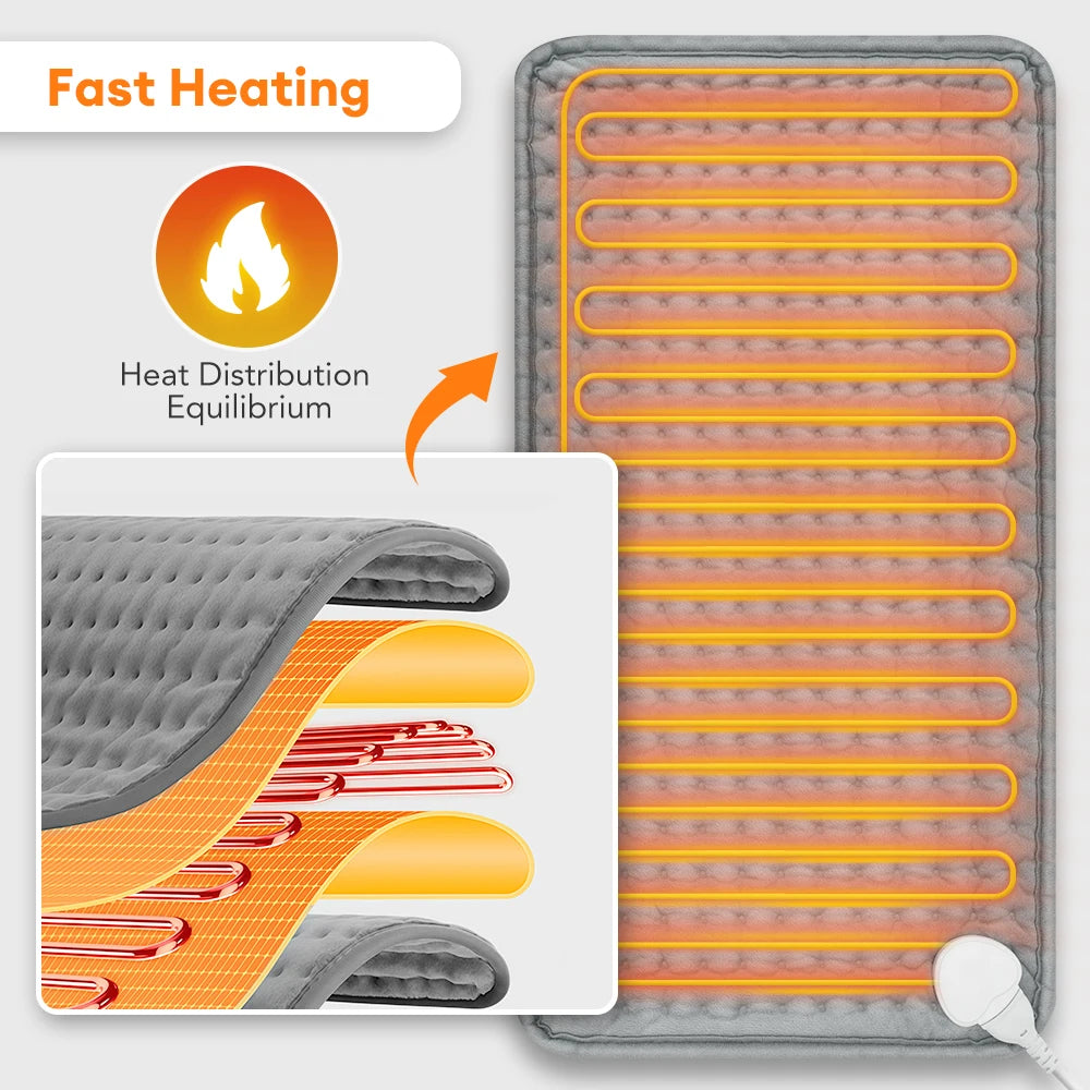 Electric Heating Pad for Back Neck Shoulder Home Office Washable Winter Warm Blanket Timed 9 Heat Levels Temperature Control