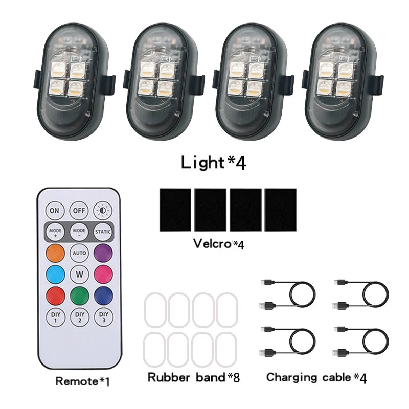 RGB Led Car Strobe Lights Motorcycle LED Flash Position Wireless Light