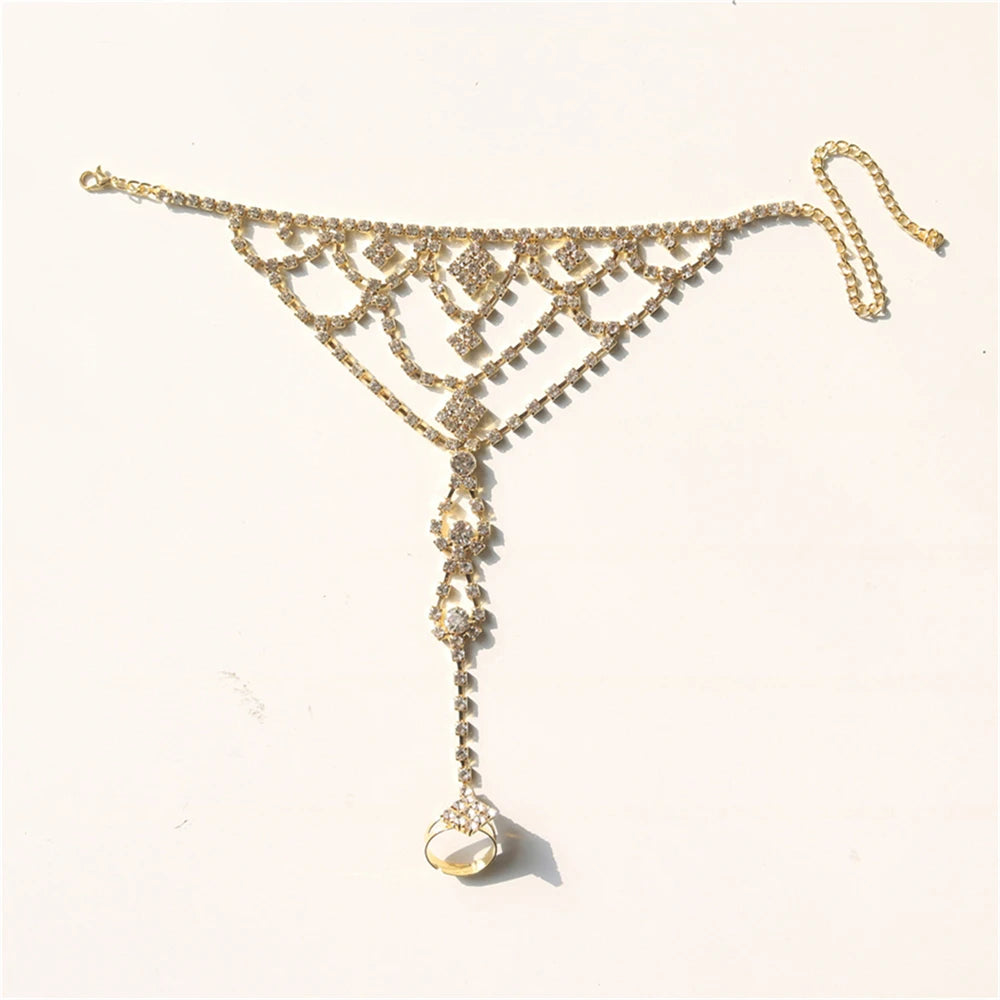 1ps Fashionable Shiny Finger Chain Jewelry Romantic Beach Party Minimalist Foot Chain Foot Accessories