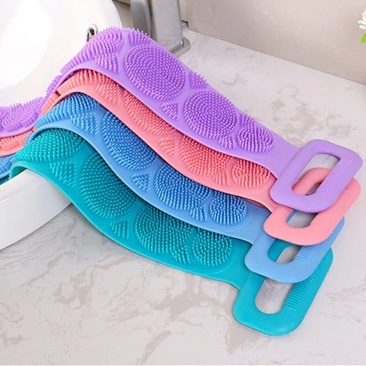Dual-Sided Silicone Exfoliating Bath Body Scrubber Universal Men Women Back Scrubbing Mud Bathing Towel Cleaning Skin Care Tool