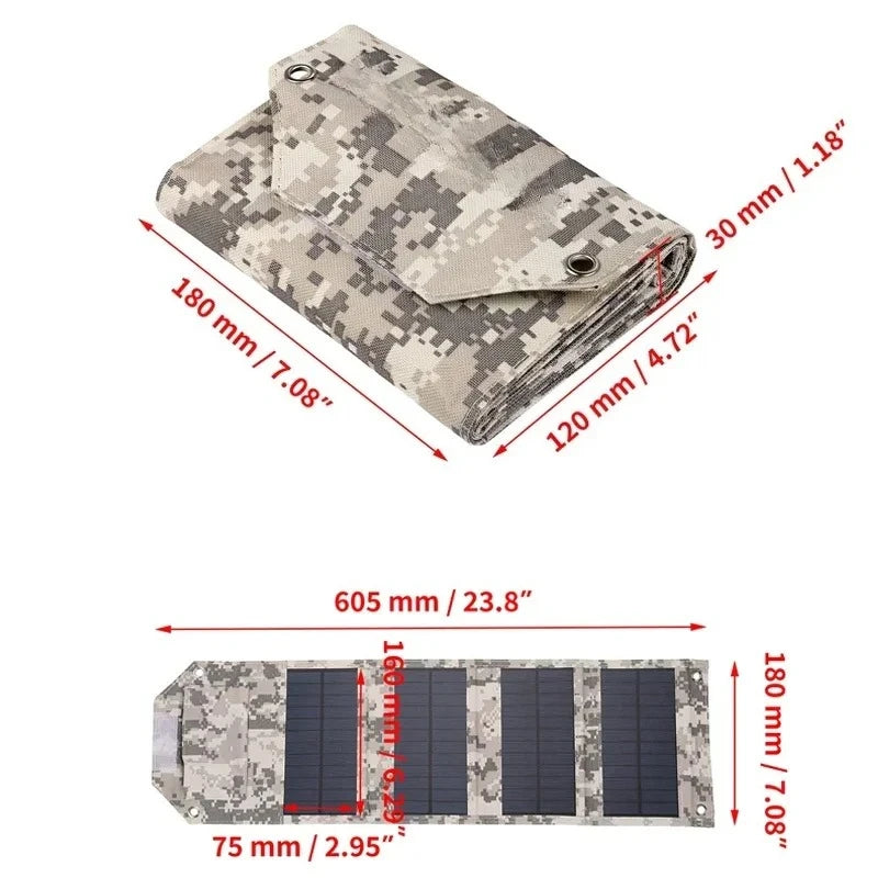 100W Foldable Solar Panel 5V USB Portable Folding Bag Battery Charger
