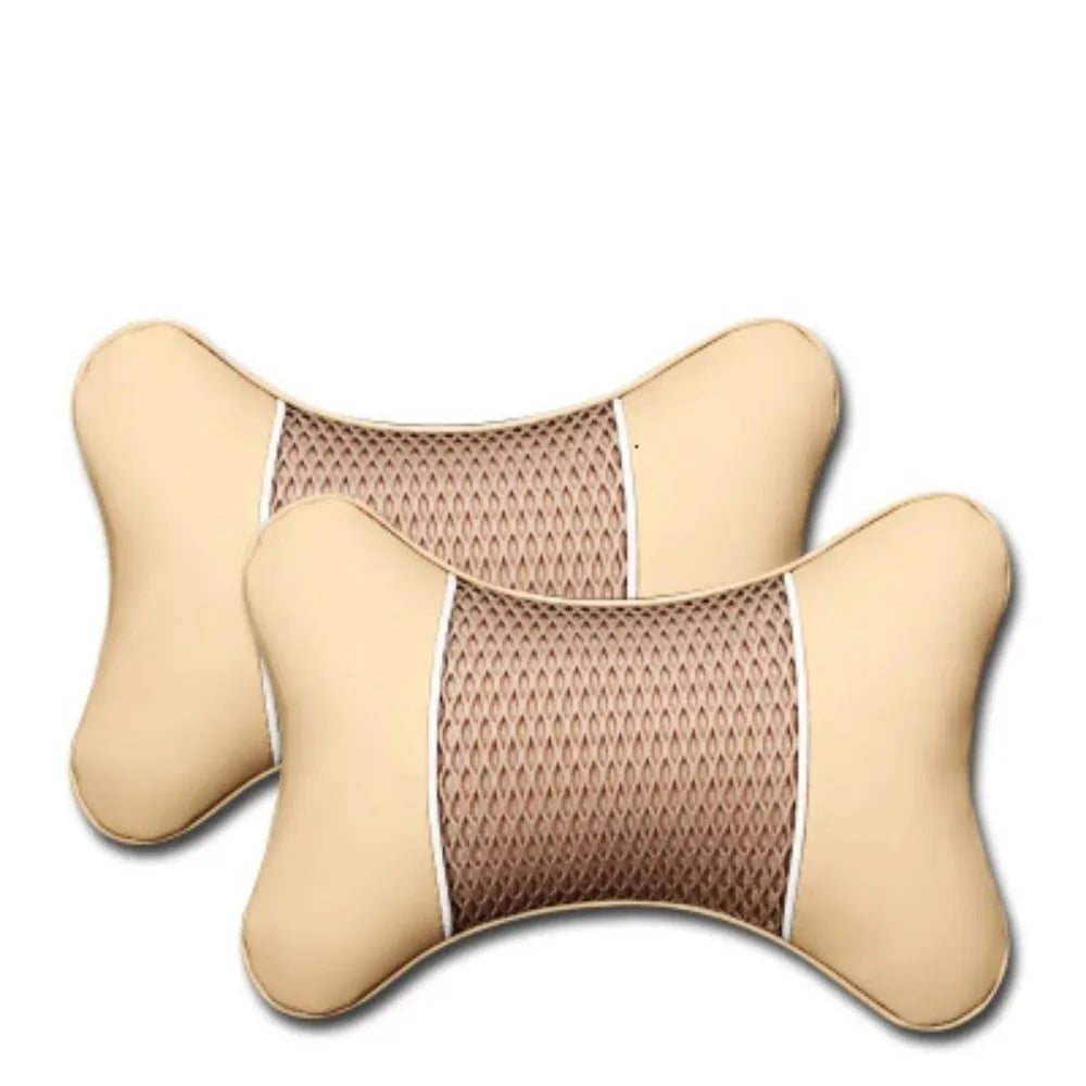 2PCS PU Leather Car Neck Pillows