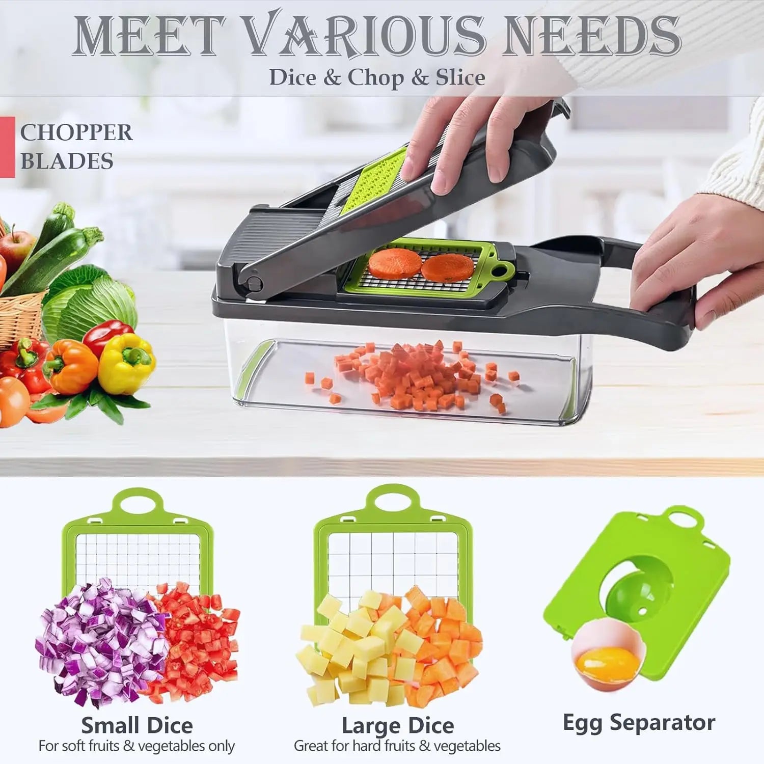 Upgraded Vegetable Chopper, Multi-Functional