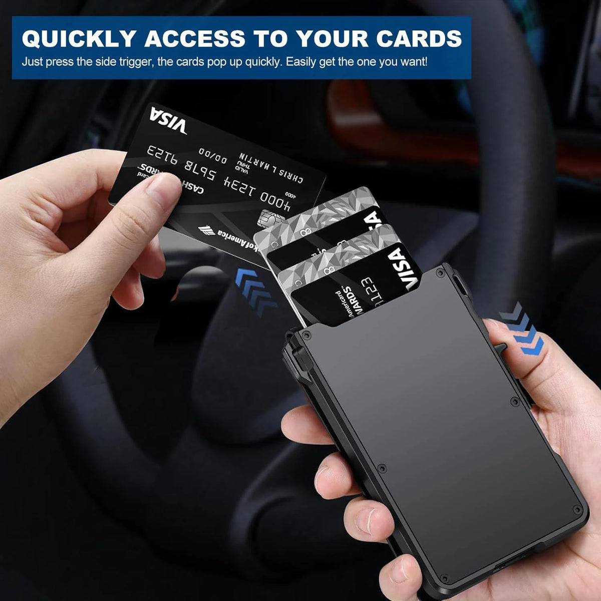 RFID Blocking Mens Wallet | Minimalist Slim Smart Pop-Up Card Holder