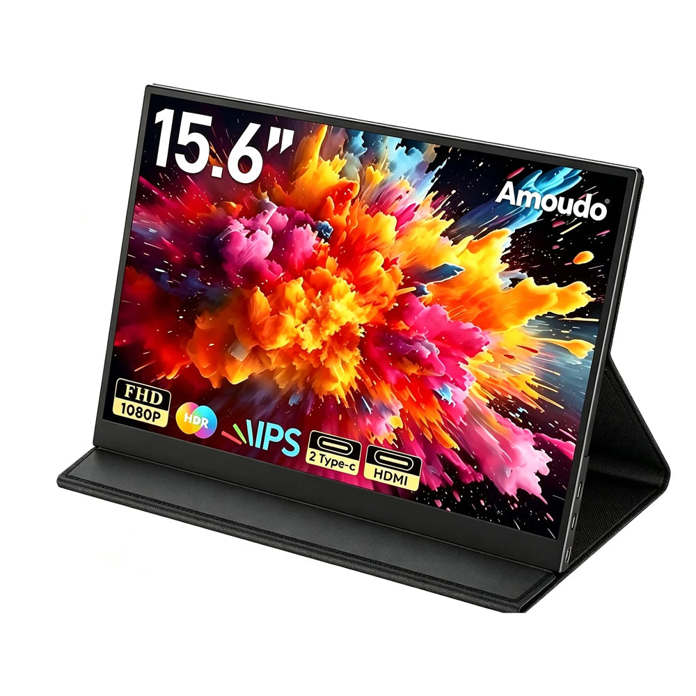 Amoudo 15.6 Inch Portable Monitors 1920*1080P Fhd Laptop Screen Extender Ips Display Screen Monitor for Laptop/Pc/Phone