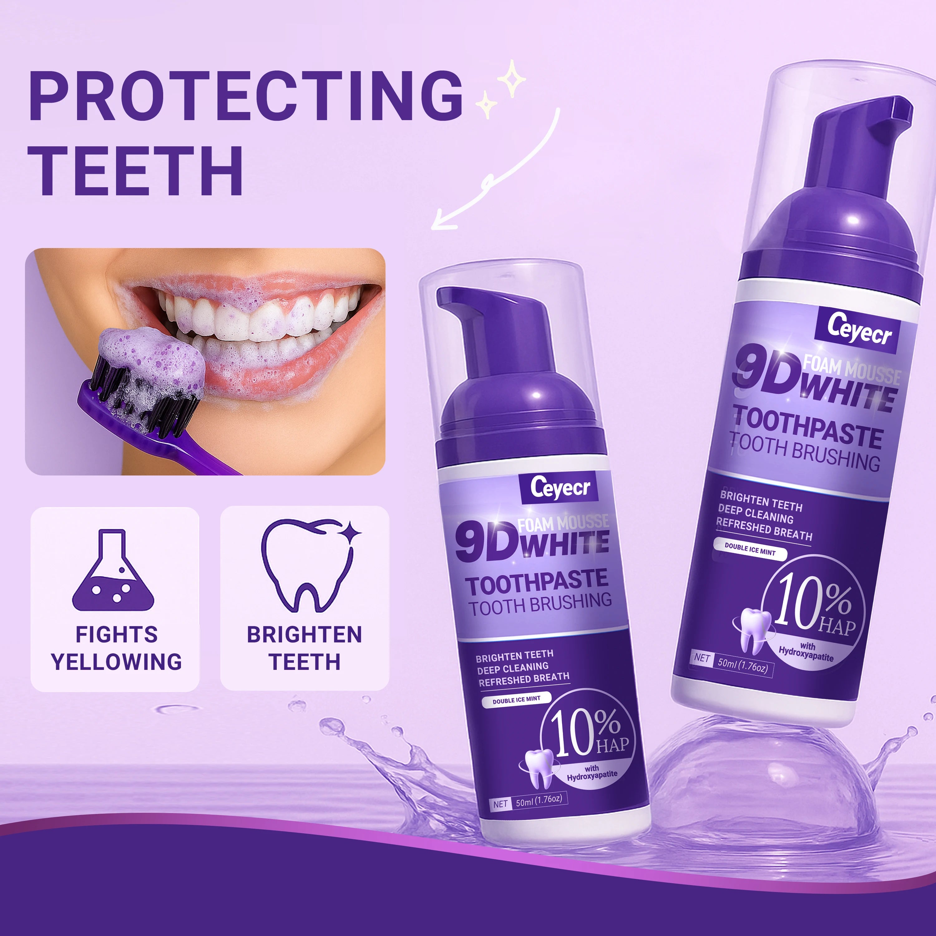 9D white Mousse Toothpaste Teeth Whitening Removing Yellow Teeth Cleaning Tooth Stain Oral Fresh Tooth Care Product