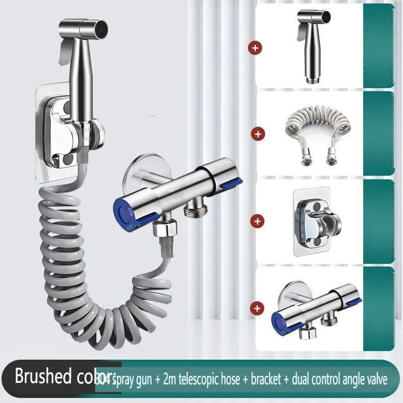 Handheld Bidet Sprayer Set Stainless Steel Spray Gun Shower