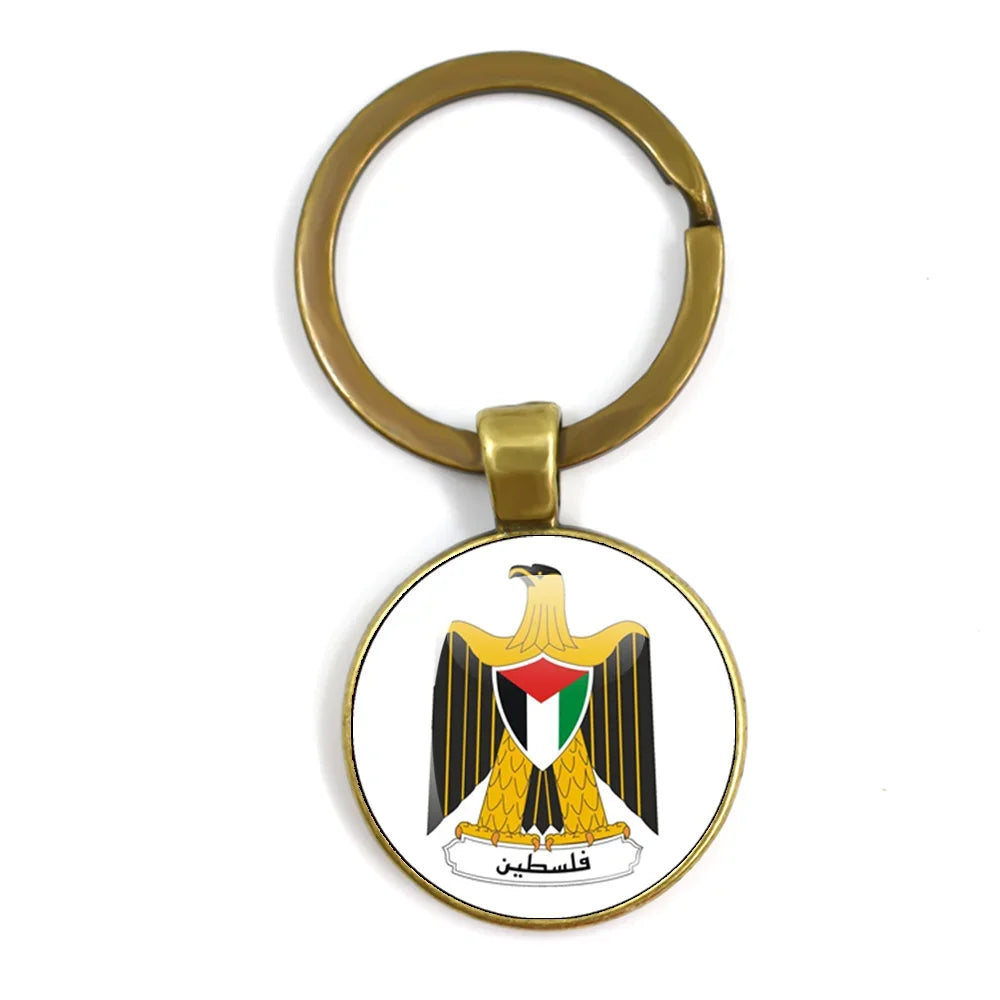 Personalized Art Patterns  Palestine Nation Flag Emblem 25mm Glass Cabohcon Keychain