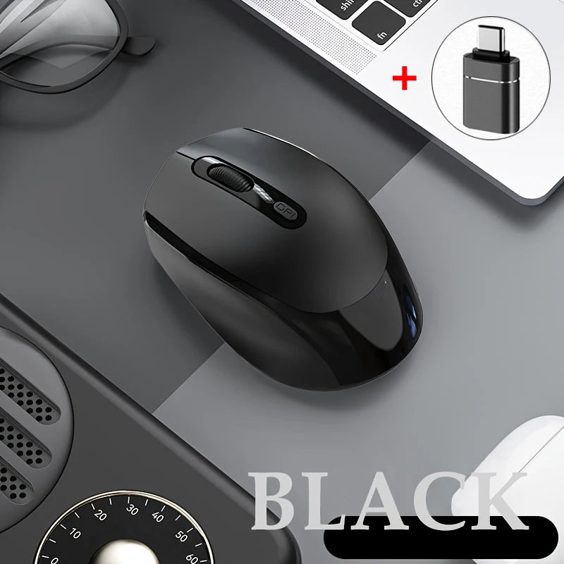 Wireless Mouse Battery Gamer Mouse Dual Modes Bluetooth-compatible 2.4G
