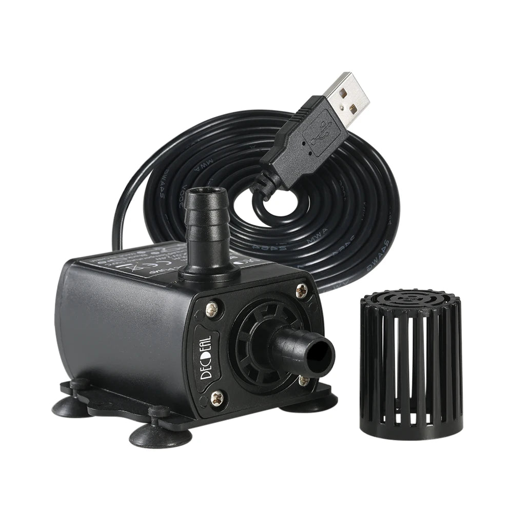 USB DC5V Ultra-quiet Mini Brushless Water Pump Waterproof Submersible Fountain Aquarium Circulating 250L/H Lift 200cm