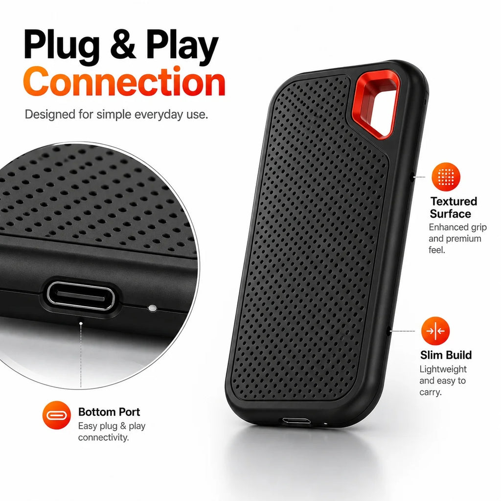 1TB Portable SSD Waterproof Shockproof for Desktop Computer Plug&Play High Speed External Solid State Drive