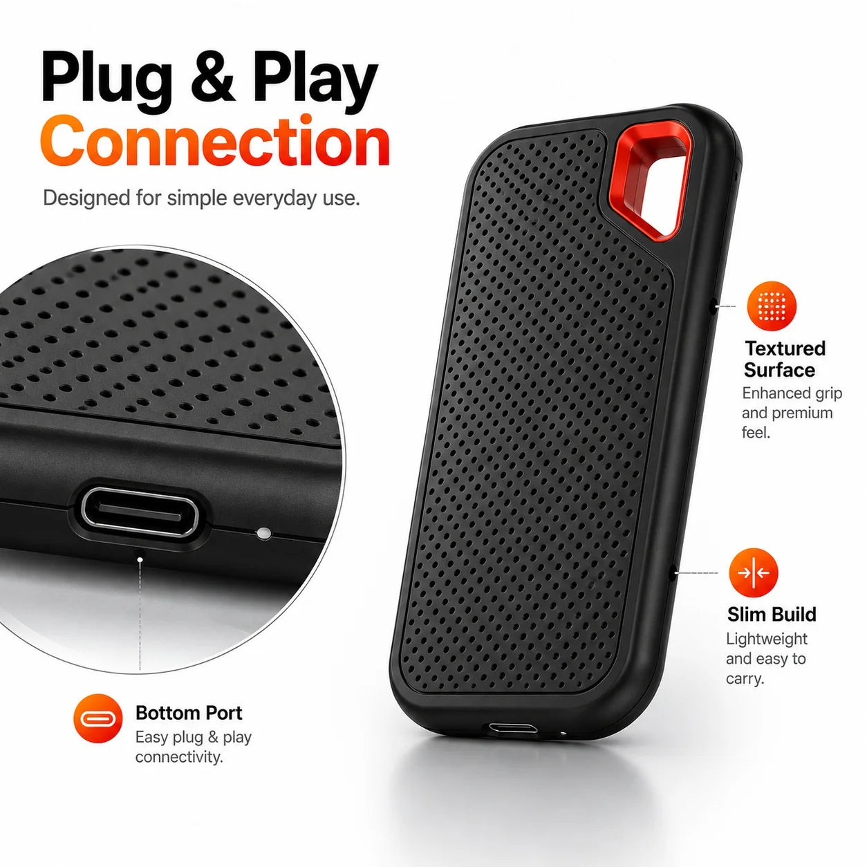1TB Portable SSD Waterproof Shockproof for Desktop Computer Plug&Play High Speed External Solid State Drive