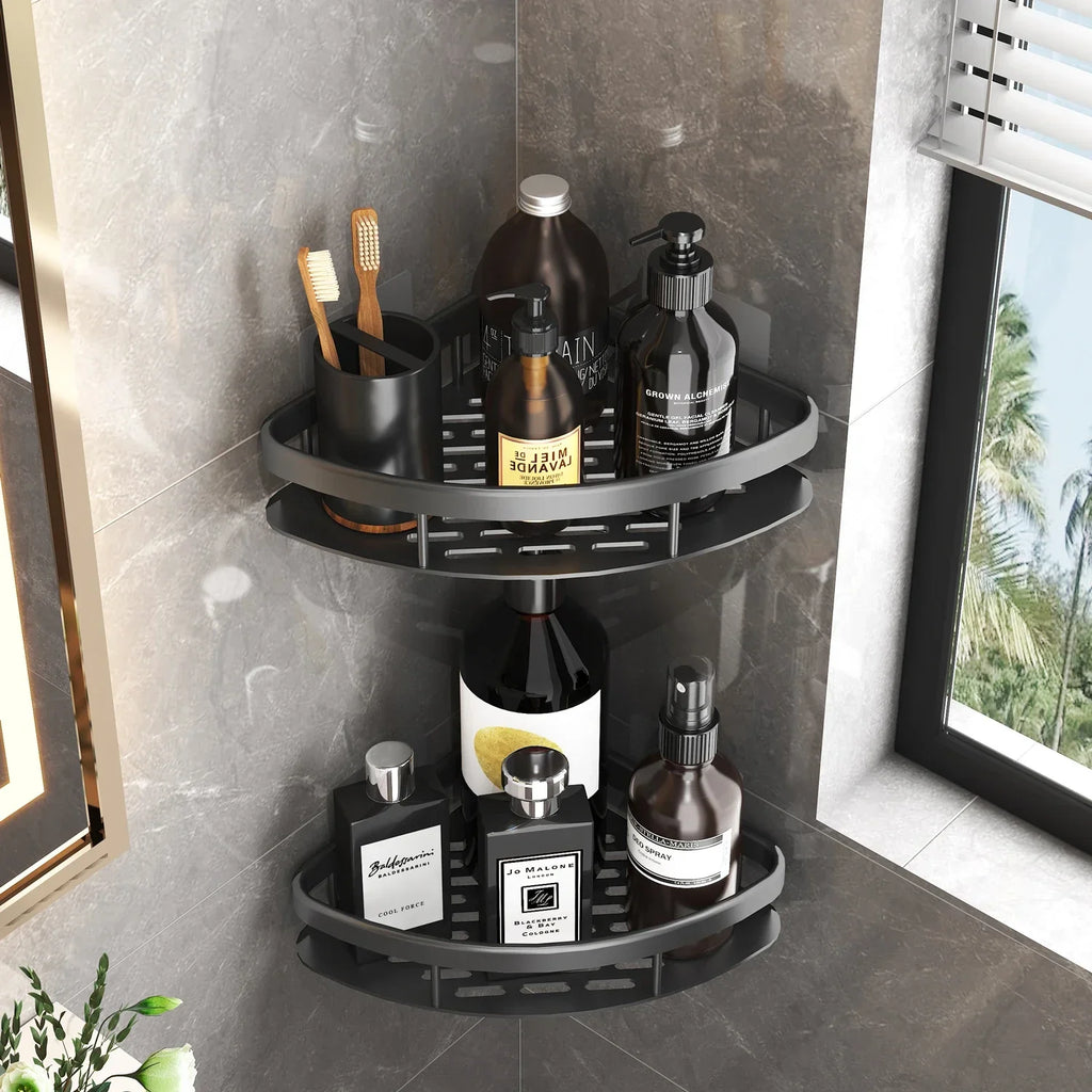 Bathroom Storage Rack No Drill Shelves Wall Mount Corner