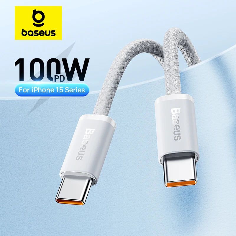 Baseus 100W Type C To USB C Cable For iPhone 18 17 16 Fast Charging