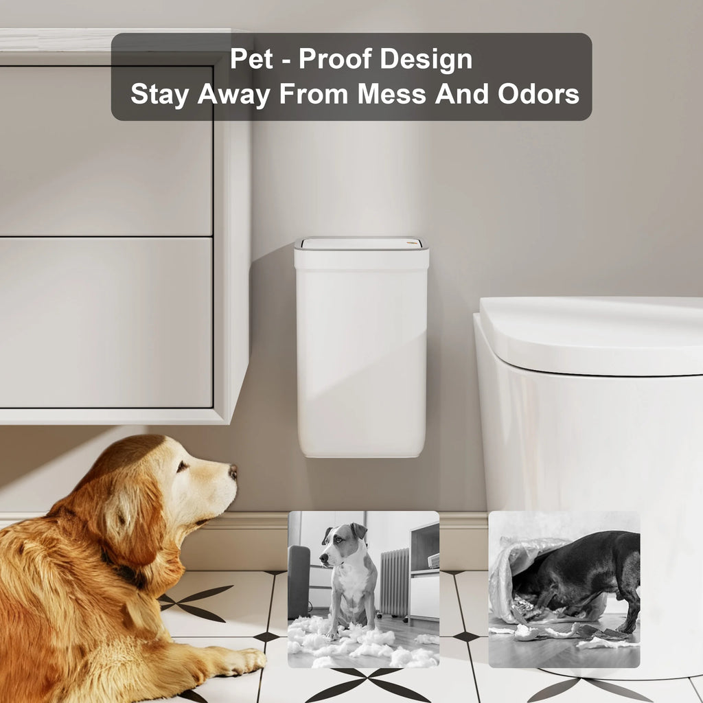 Touchless Bathroom Trash Can Odor-Sealing,