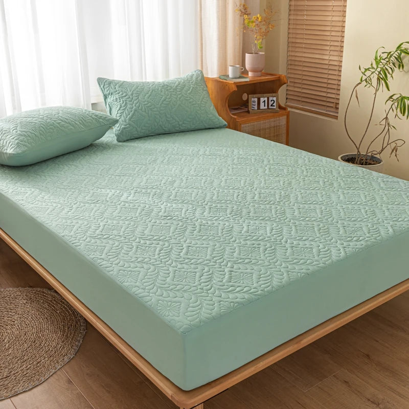Waterproof Quilted Mattress Cover - Cotton Top, Antibacterial Fiber Fill