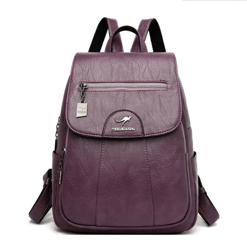 Faux Leather Backpack for Women,Flap Zipper Pocket