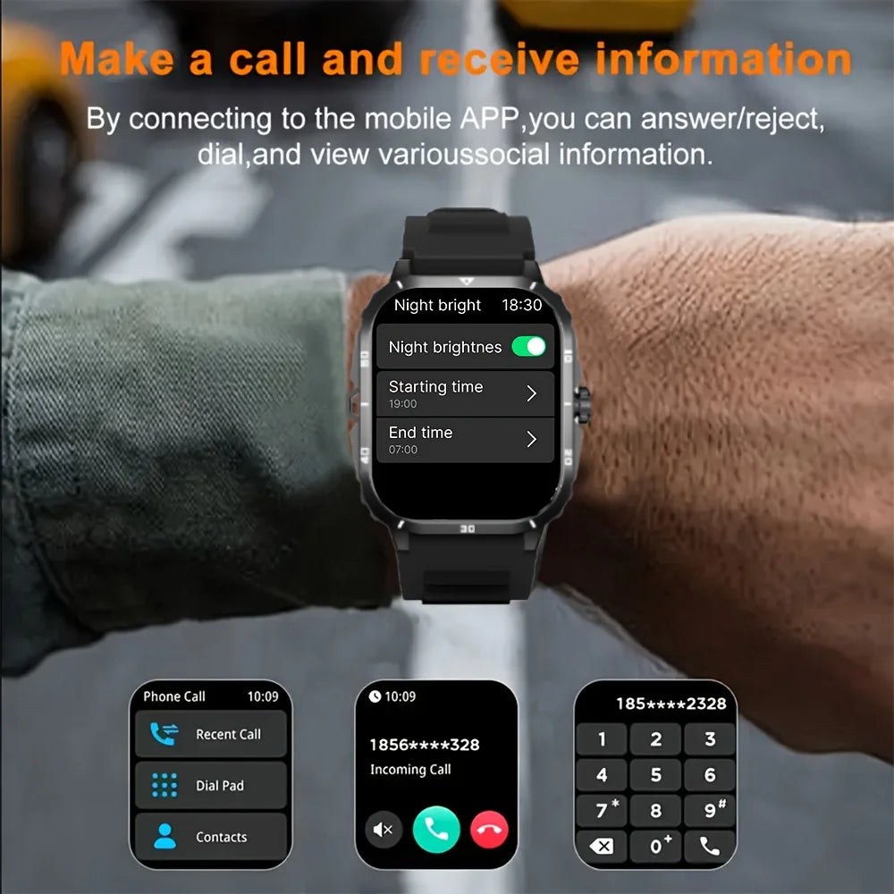 Outdoor Men'S Smart Watch 2.01 Inch Full Touch Screen Display, Wireless Call, Multiple Sports Modes
