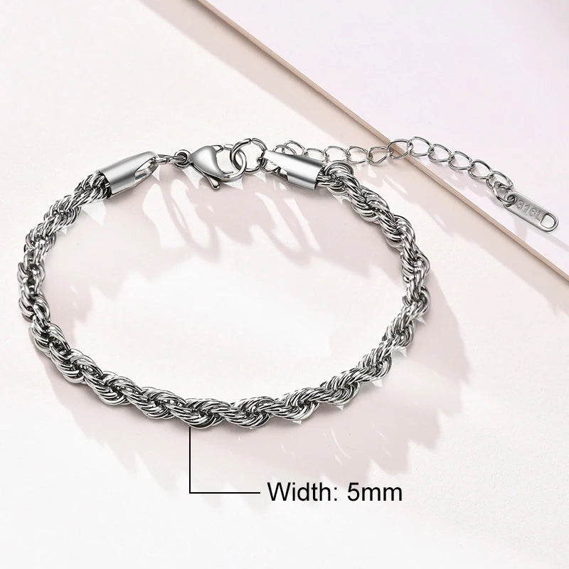 Vnox Unisex Rope Chain Bracelets for Men Women