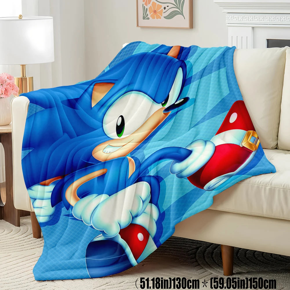 Anime Sonic Pattern Flannel Blanket Warm Soft