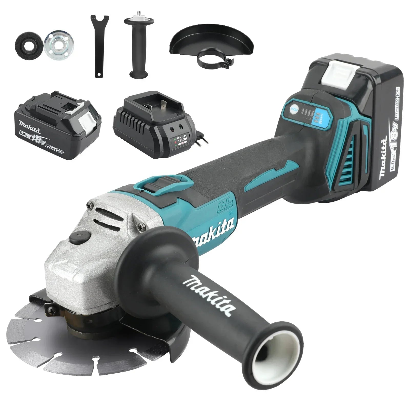 Makita DGA404 18VBrushless Angle Grinder: 125mm Wheel, 680W, 10000RPM for Metal Cutting, Grinding & Industrial Construction Jobs
