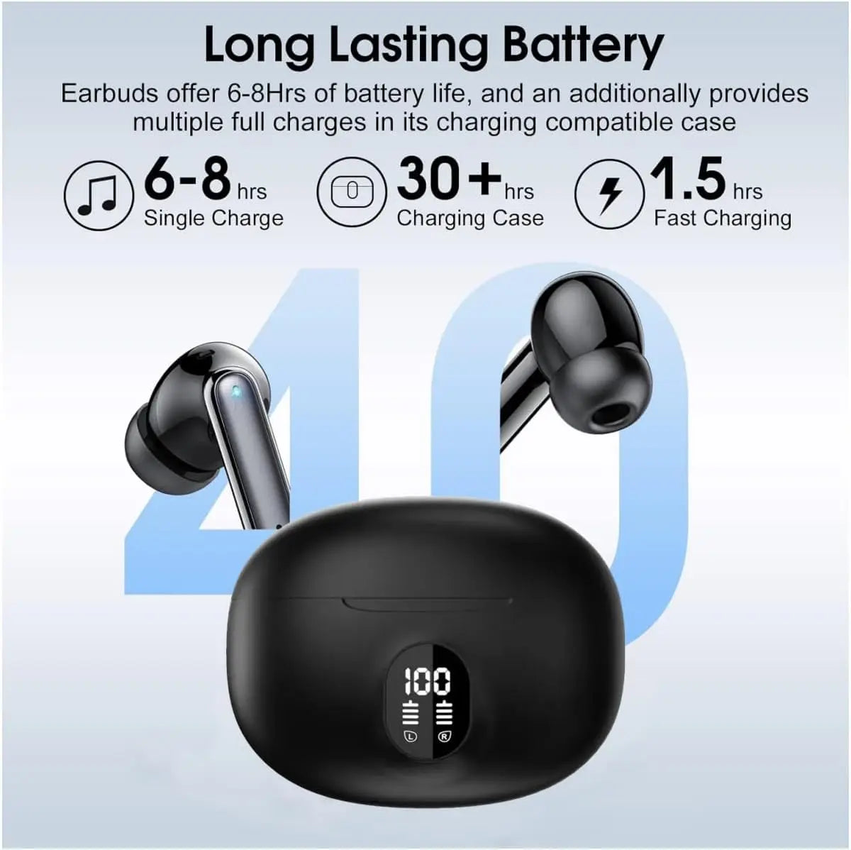 UYUXIO BT5.4 Wireless Earphone 48H LED Display EarBuds with HiFi Stereo IP7 Waterproof Headphones Noise Cancelling Ear Buds
