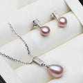 Real Natural Freshwater Pearl Necklace and Earrings Set Woman