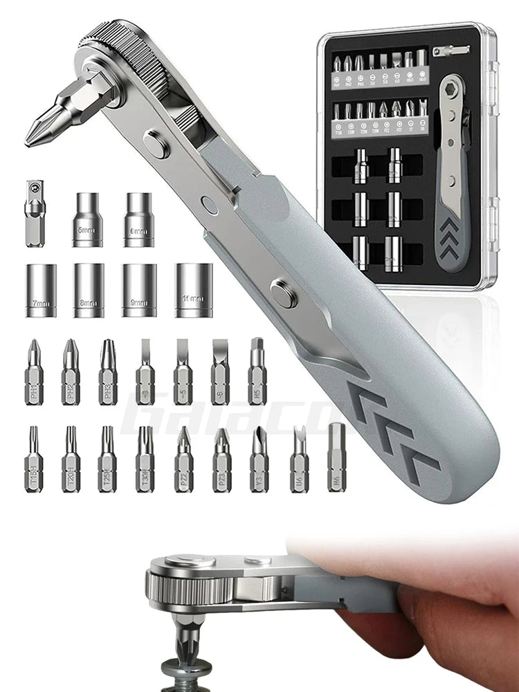 24 in 1 Right Angle Ratcheting Screwdriver Set 36-Tooth