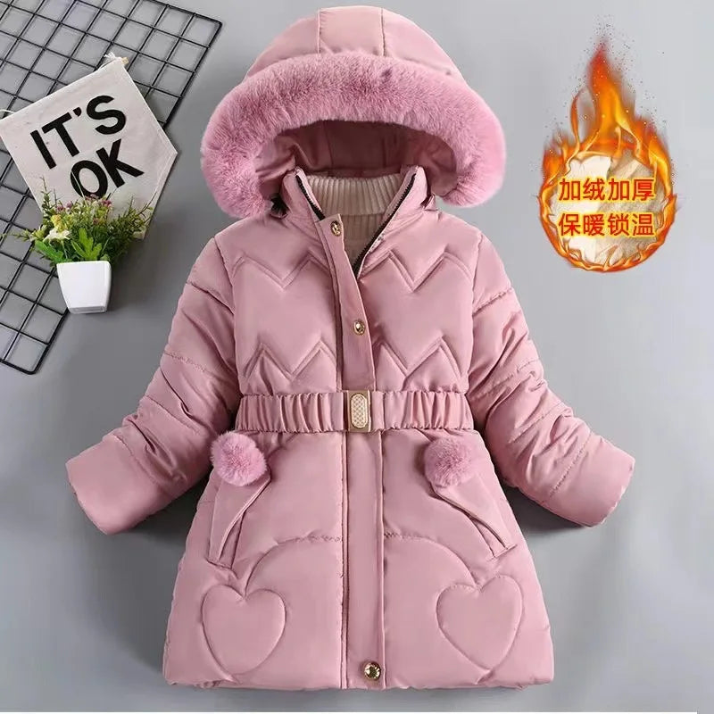 4 5 6 8 10 Years Winter Girls Coat Keep Warm Thicken Kids Jacket Hooded Zipper