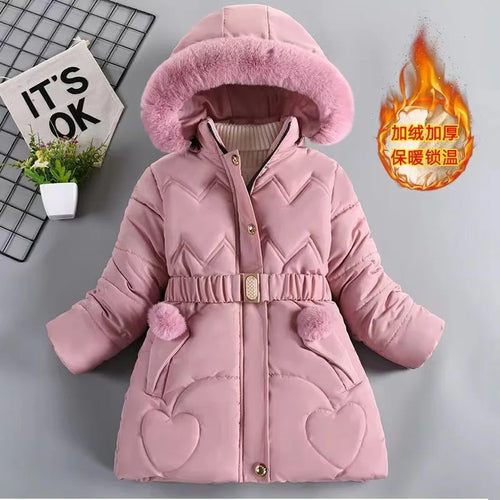 4 5 6 8 10 Years Winter Girls Coat Keep Warm Thicken Kids Jacket Hooded Zipper