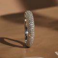 Huitan Half CZ Design Women Rings Simple Fashion Design