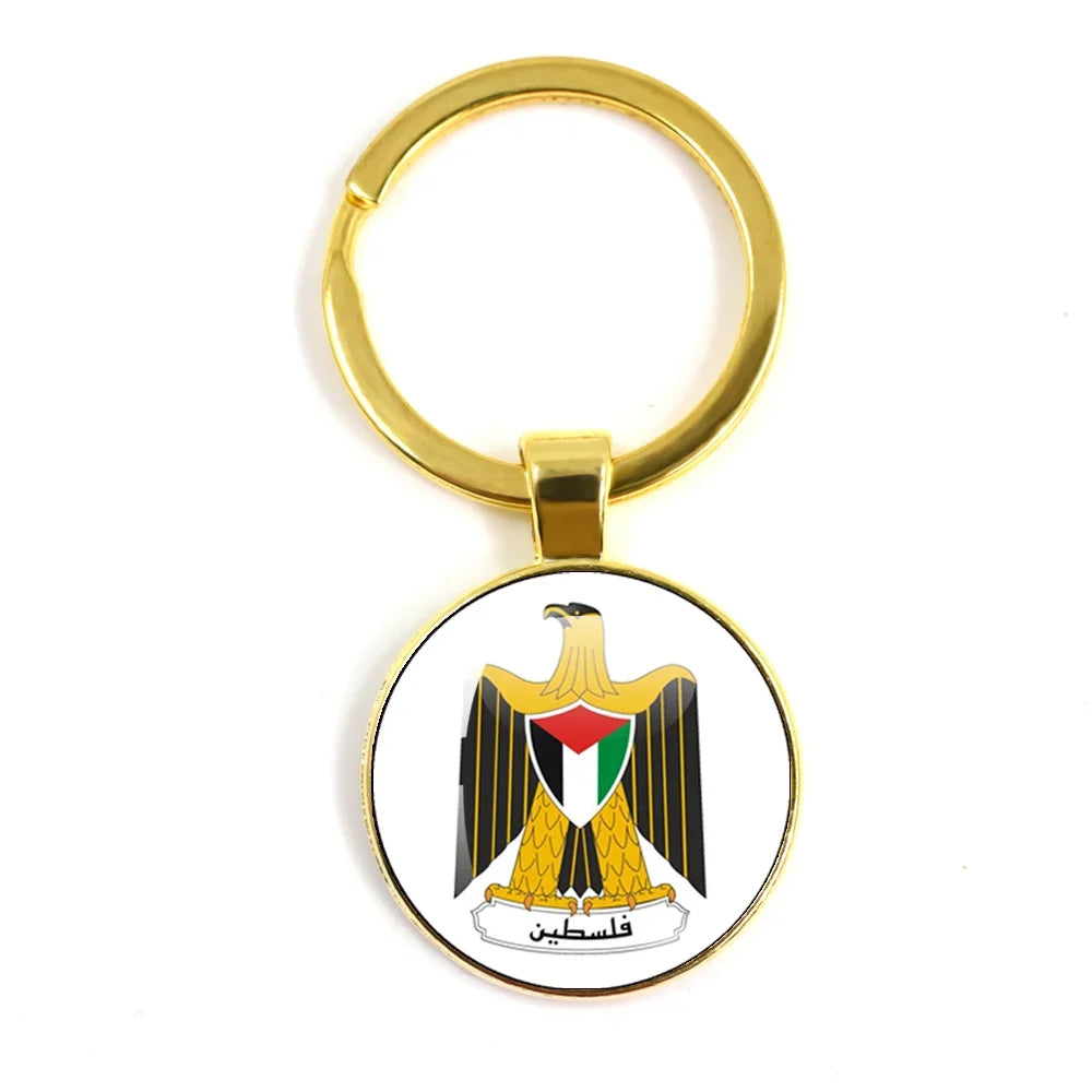 Personalized Art Patterns  Palestine Nation Flag Emblem 25mm Glass Cabohcon Keychain
