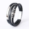 Trendy Leather Bracelets For Men Stainless Steel Bracelet 21CM Multilayer