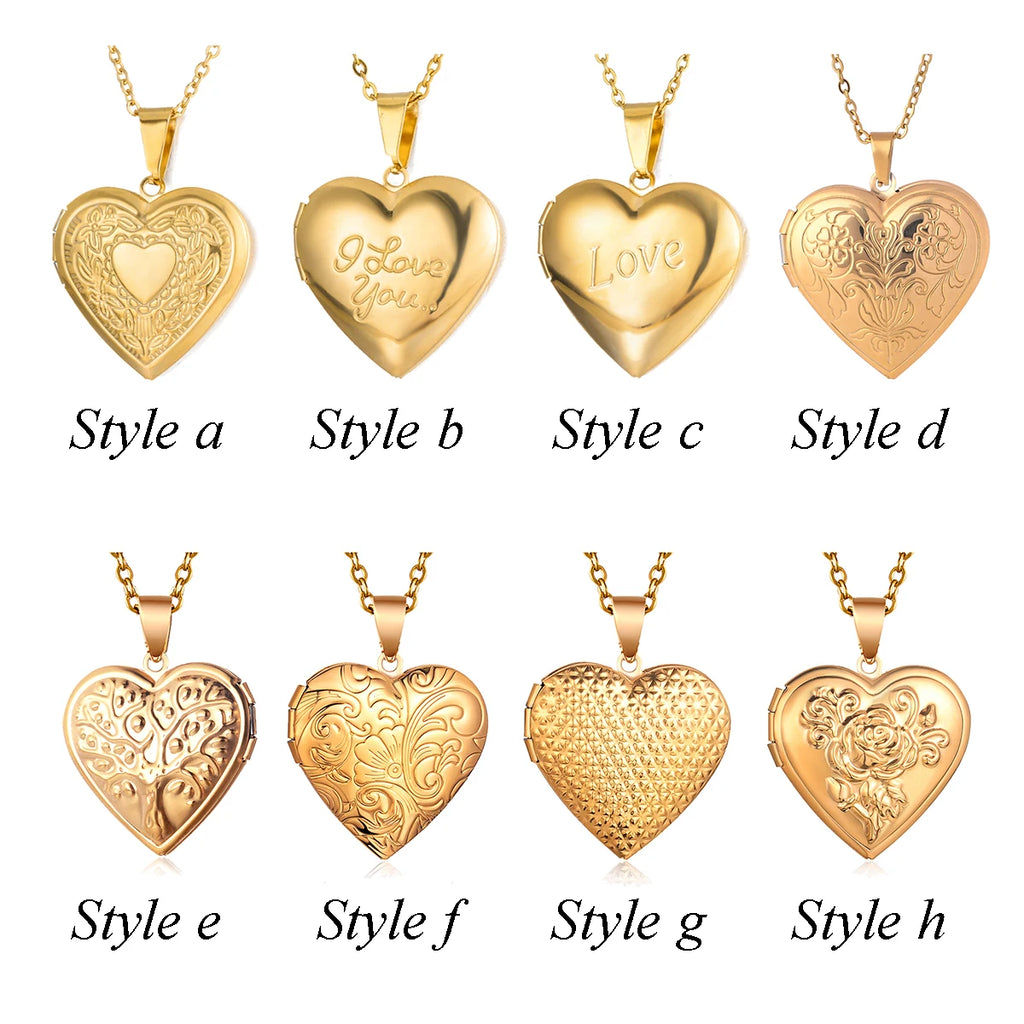 Fashion Stainless Steel Love Heart Locket Pendants Can Place Photos Necklace For Friend Family Customized Jewelry Gifts
