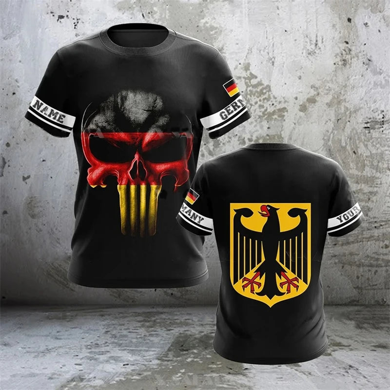 Germany National Flag Harajuku Graphic Men's T-shirts Summer Quick Dry Material Tops Fashion O-neck Oversized Short-sleeved Tees