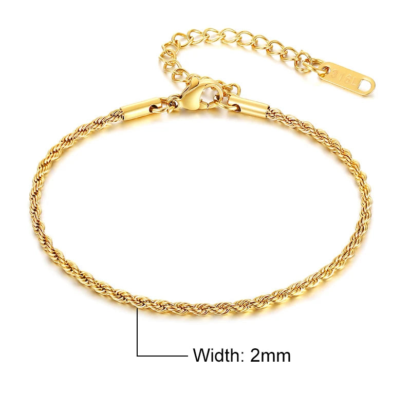 Vnox Unisex Rope Chain Bracelets for Men Women