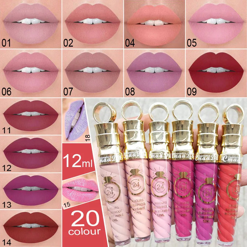 20 Colors Matte Liquid Lipstick Waterproof Long Lasting